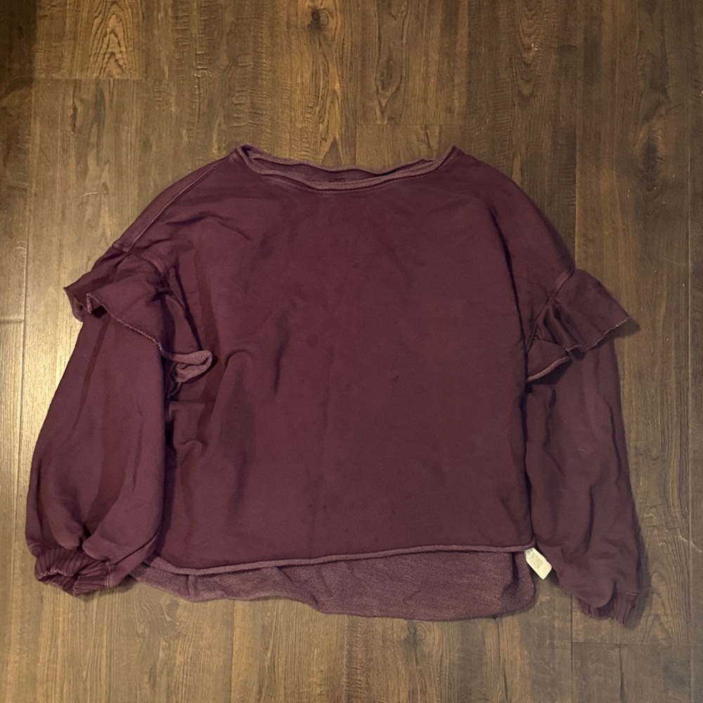 Aerie Deep Purple Ruffle Sleeve Blouse